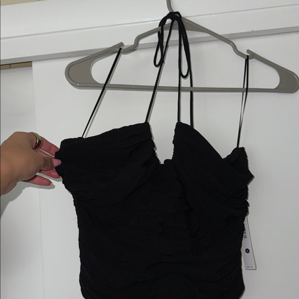 Aqua Black Ruched Bodysuit